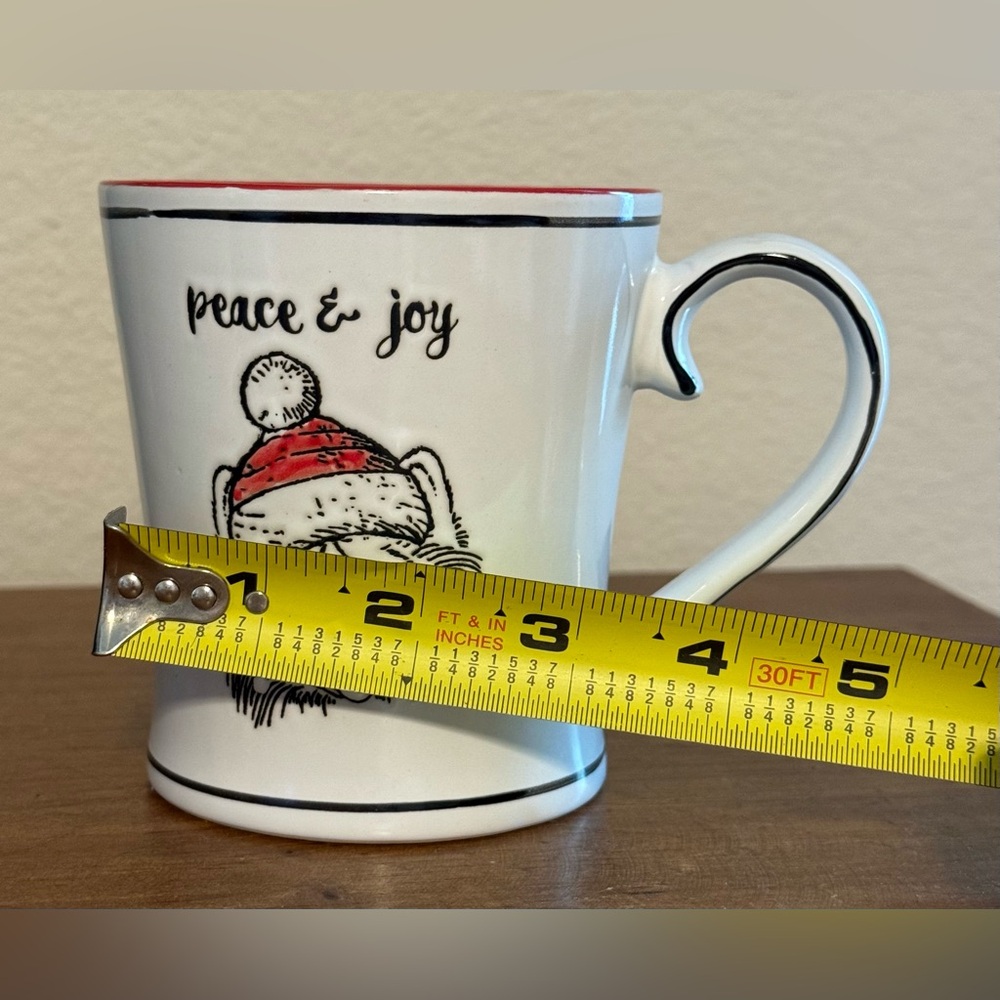 Pomeranian Christmas Mug White w/Black Trim Red Stocking Hat Red on the Inside - Picture 5 of 6